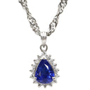 ノンブランド NON BRAND サファイア ダイヤモンド プラチナシルバー Pt900 Pt850 サファイア ダイヤモンド ネックレス Pt850 Pt900 ドロップ ペンダント