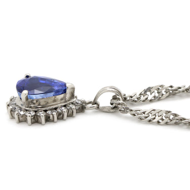 ノンブランド NON BRAND サファイア ダイヤモンド プラチナシルバー Pt900 Pt850 サファイア ダイヤモンド ネックレス Pt850 Pt900 ドロップ ペンダント