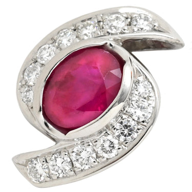 ノンブランド NON BRAND ルビー ダイヤ プラチナシルバー Pt900 ルビー ダイヤモンド ペンダントトップ 赤 レッド ビルマ産