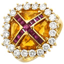 アクアスキュータム Aquascutum ゴールデンサファイア リング イエローゴールド K18YG ダイヤモンド ルビー ゴールデンサファイア リング 指輪 K18YG 750 18K 18金 ダイヤ ルビー 12.5号