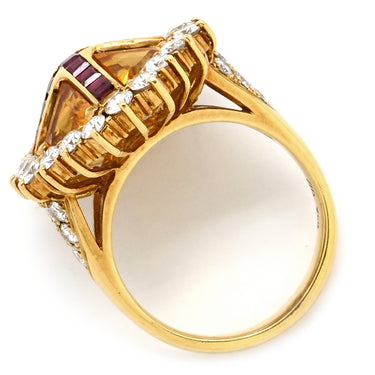 アクアスキュータム Aquascutum ゴールデンサファイア リング イエローゴールド K18YG ダイヤモンド ルビー ゴールデンサファイア リング 指輪 K18YG 750 18K 18金 ダイヤ ルビー 12.5号