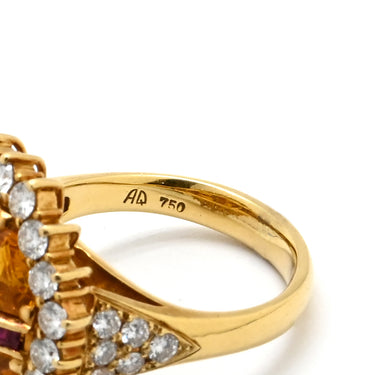 アクアスキュータム Aquascutum ゴールデンサファイア リング イエローゴールド K18YG ダイヤモンド ルビー ゴールデンサファイア リング 指輪 K18YG 750 18K 18金 ダイヤ ルビー 12.5号