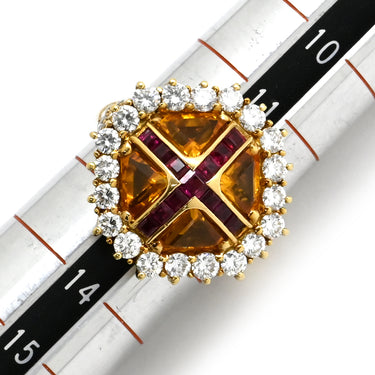 アクアスキュータム Aquascutum ゴールデンサファイア リング イエローゴールド K18YG ダイヤモンド ルビー ゴールデンサファイア リング 指輪 K18YG 750 18K 18金 ダイヤ ルビー 12.5号