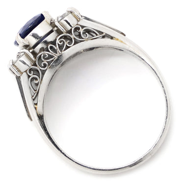 ノンブランド NON BRAND ブルーサファイア ダイヤリング プラチナシルバー Pt900 サファイア リング 指輪 青 15.5号