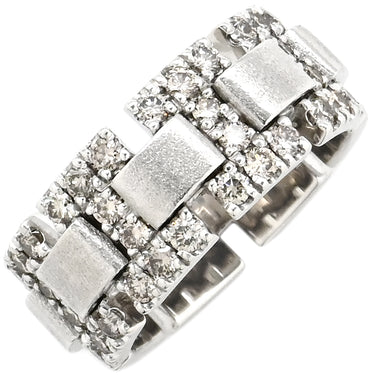 カシケイ KASHIKEY ホワイトゴールド K18WG ブラウンダイヤモンド リング 指輪 18K WG 18金 Au750 幅広 梨地 ブラウンダイヤ 14号