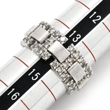 カシケイ KASHIKEY ホワイトゴールド K18WG ブラウンダイヤモンド リング 指輪 18K WG 18金 Au750 幅広 梨地 ブラウンダイヤ 14号