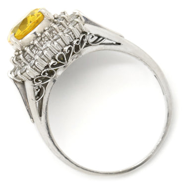 ノンブランド NON BRAND イエローサファイア ダイヤリング プラチナシルバー Pt900 サファイア リング 指輪 黄 イエロー 15号