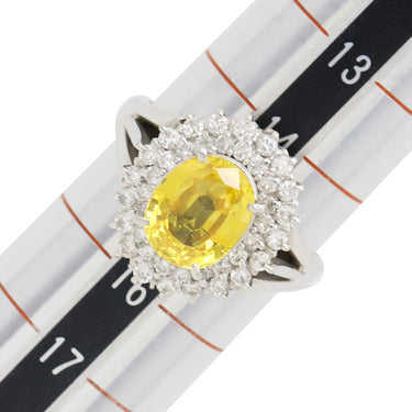 ノンブランド NON BRAND イエローサファイア ダイヤリング プラチナシルバー Pt900 サファイア リング 指輪 黄 イエロー 15号