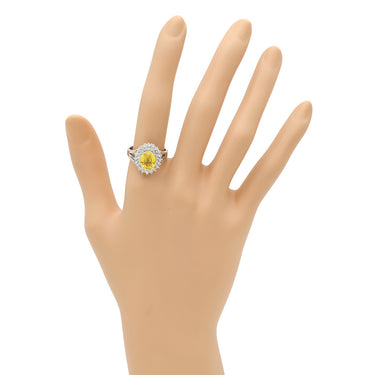 ノンブランド NON BRAND イエローサファイア ダイヤリング プラチナシルバー Pt900 サファイア リング 指輪 黄 イエロー 15号