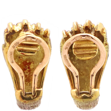 ノンブランド NON BRAND エナメル アンティーク イヤリング イエローゴールド K18YG エナメル イヤリング 750 ヒョウ 豹 アニマル