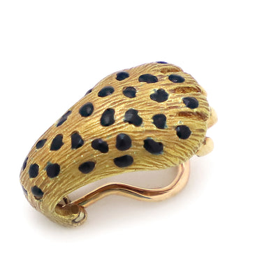 ノンブランド NON BRAND エナメル アンティーク イヤリング イエローゴールド K18YG エナメル イヤリング 750 ヒョウ 豹 アニマル