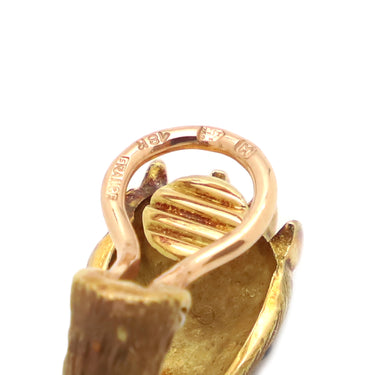 ノンブランド NON BRAND エナメル アンティーク イヤリング イエローゴールド K18YG エナメル イヤリング 750 ヒョウ 豹 アニマル