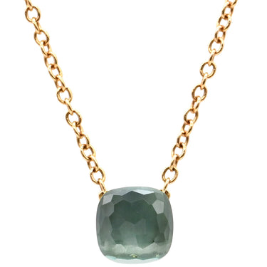 ポメラート Pomellato ピンクゴールド×ブルー K18PG ネックレス ブルートパーズ Au750 18K 18金 スクエアモチーフ