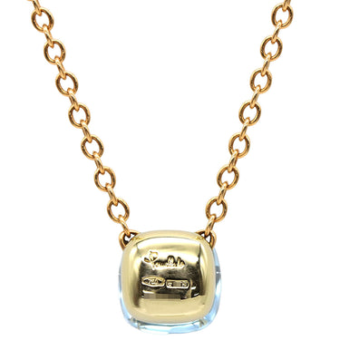 ポメラート Pomellato ピンクゴールド×ブルー K18PG ネックレス ブルートパーズ Au750 18K 18金 スクエアモチーフ