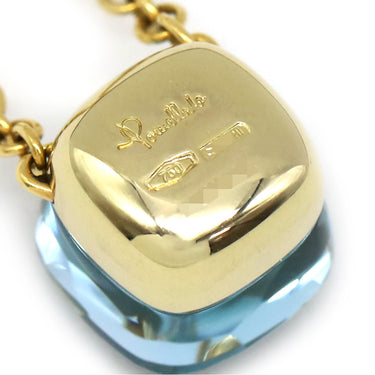 ポメラート Pomellato ピンクゴールド×ブルー K18PG ネックレス ブルートパーズ Au750 18K 18金 スクエアモチーフ