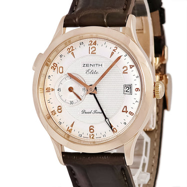 腕時計 ゼニス ZENITH クラス エリート デュアルタイム 18.1125.682/02.C490 自動巻き メンズ K18RG無垢 GMT アイボリー デイト