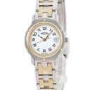 腕時計 エルメス HERMES クリッパー CL4.220 クオーツ レディース GP×SS コンビ ホワイト Hマークブレス ヴィンテージ