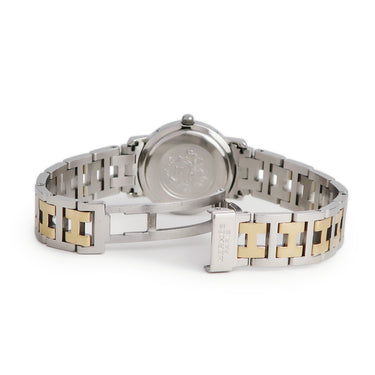 腕時計 エルメス HERMES クリッパー CL4.220 クオーツ レディース GP×SS コンビ ホワイト Hマークブレス ヴィンテージ