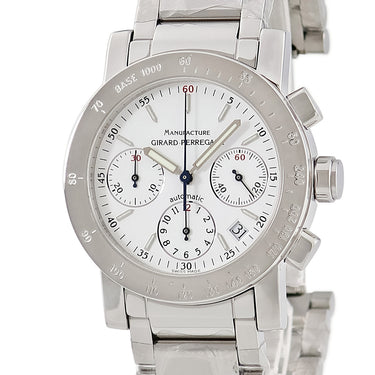 腕時計 ジラールペルゴ GIRARD PERREGAUX GP7000 クロノグラフ 70300.1.11.7147 自動巻き メンズ ホワイト デイト タキメーター