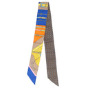 エルメス HERMES ツイリー ブルーロイ×べージュ×オレンジ シルク スカーフ 【CLIC CLAC MODERN CANNAGE/クリック クラック モダン カナージュ】