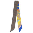 エルメス HERMES ツイリー ブルーロイ×べージュ×オレンジ シルク スカーフ 【CLIC CLAC MODERN CANNAGE/クリック クラック モダン カナージュ】