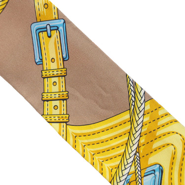 エルメス HERMES ツイリー ブルーロイ×べージュ×オレンジ シルク スカーフ 【CLIC CLAC MODERN CANNAGE/クリック クラック モダン カナージュ】