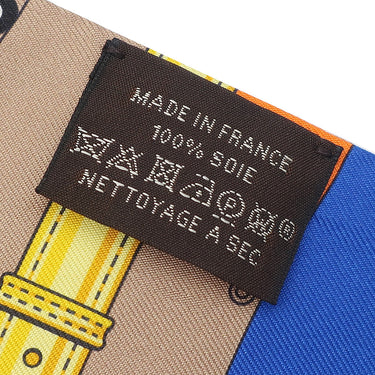エルメス HERMES ツイリー ブルーロイ×べージュ×オレンジ シルク スカーフ 【CLIC CLAC MODERN CANNAGE/クリック クラック モダン カナージュ】