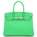 エルメス HERMES バーキン30 ヴェールコミック トゴ ハンドバッグ シルバー金具 緑