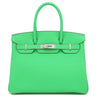 エルメス HERMES バーキン30 ヴェールコミック トゴ ハンドバッグ シルバー金具 緑