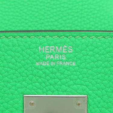 エルメス HERMES バーキン30 ヴェールコミック トゴ ハンドバッグ シルバー金具 緑