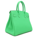 エルメス HERMES バーキン30 ヴェールコミック トゴ ハンドバッグ シルバー金具 緑
