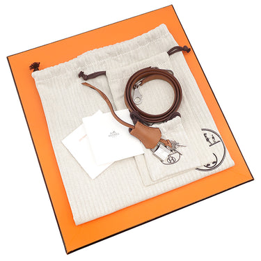 エルメス HERMES ケリー28 外縫い フォーブ×エクリュ トワルアッシュ スイフト 2WAYバッグ シルバー金具 茶