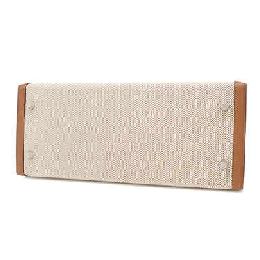 エルメス HERMES ケリー28 外縫い フォーブ×エクリュ トワルアッシュ スイフト 2WAYバッグ シルバー金具 茶