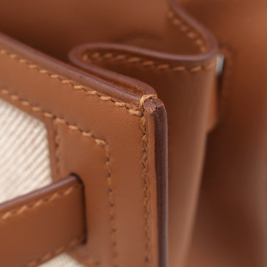 エルメス HERMES ケリー28 外縫い フォーブ×エクリュ トワルアッシュ スイフト 2WAYバッグ シルバー金具 茶