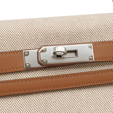 エルメス HERMES ケリー28 外縫い フォーブ×エクリュ トワルアッシュ スイフト 2WAYバッグ シルバー金具 茶