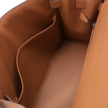 エルメス HERMES ケリー28 外縫い フォーブ×エクリュ トワルアッシュ スイフト 2WAYバッグ シルバー金具 茶