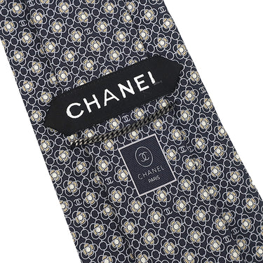 シャネル CHANEL ココマーク カメリア 9.5cm グレー シルク ネクタイ 花