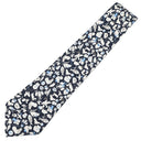 シャネル CHANEL アニマル柄 9.5cm ネイビー×アイボリー シルク ネクタイ 紺 ネコ フクロウ ウサギ 魚