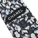 シャネル CHANEL アニマル柄 9.5cm ネイビー×アイボリー シルク ネクタイ 紺 ネコ フクロウ ウサギ 魚