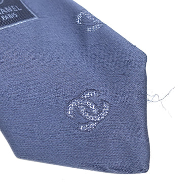 シャネル CHANEL ココマーク 9.5cm ブルー シルク ネクタイ 青