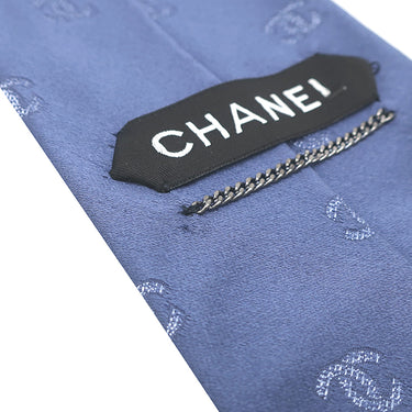 シャネル CHANEL ココマーク 9.5cm ブルー シルク ネクタイ 青
