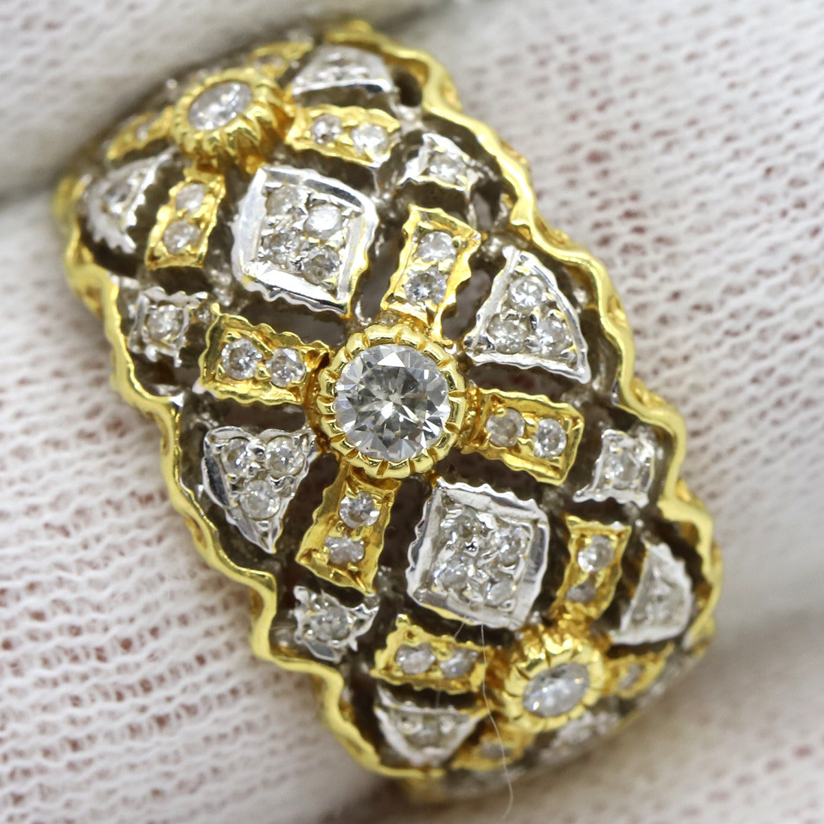 新品 AU750 ゴールド 天然ダイヤモンド ゴールド刻印入りイヤリング 高品質 ノンブランド NON BRAND アンティーク ダイヤモンド イヤリング