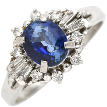 ノンブランド NON BRAND ブルーサファイア ダイヤリング プラチナシルバー Pt900 サファイア ダイヤモンド リング 指輪 青 16号