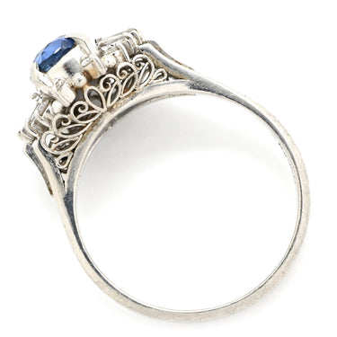 ノンブランド NON BRAND ブルーサファイア ダイヤリング プラチナシルバー Pt900 サファイア ダイヤモンド リング 指輪 青 16号