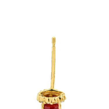 ノンブランド NON BRAND ルビー ダイヤ レッド×イエローゴールド K18YG ルビー ダイヤモンド ピアス 赤 18K 750 YG ペアシェイプカット 両耳用