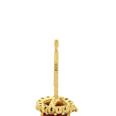 ノンブランド NON BRAND ルビー ダイヤ レッド×イエローゴールド K18YG ルビー ダイヤモンド ピアス 赤 18K 750 YG ペアシェイプカット 両耳用