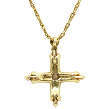 星の砂 ミニクロス ダイヤ ペンダント イエローゴールド K18YG ダイヤモンド ネックレス 750 YG 5P ダイヤモンド