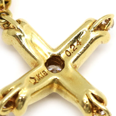 星の砂 ミニクロス ダイヤ ペンダント イエローゴールド K18YG ダイヤモンド ネックレス 750 YG 5P ダイヤモンド