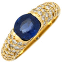 ノンブランド NON BRAND サファイア ダイヤリング イエローゴールド K18YG サファイア ダイヤモンド リング 指輪 青 12号