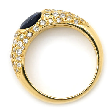 ノンブランド NON BRAND サファイア ダイヤリング イエローゴールド K18YG サファイア ダイヤモンド リング 指輪 青 12号